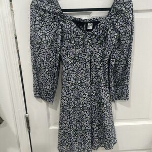 H&M divided flowery floral purple mini dress size XS